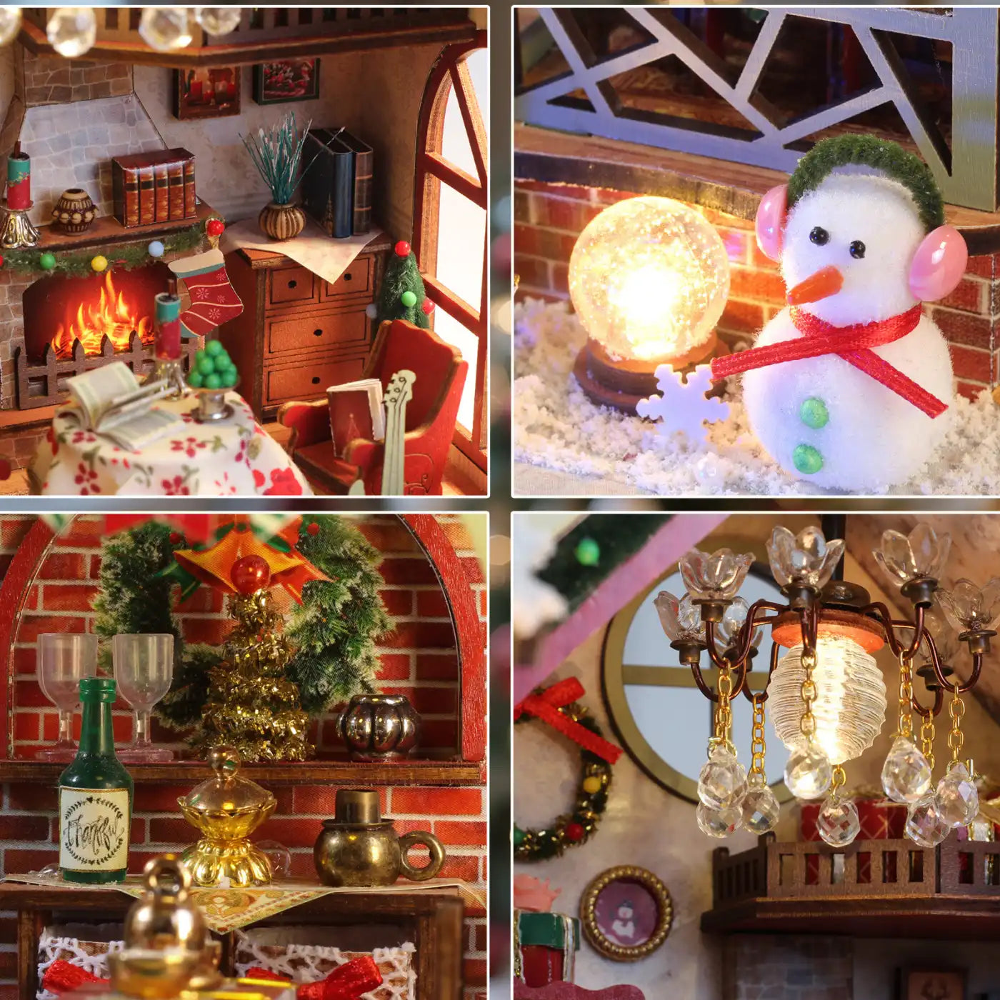 Warm Christmas Lodge – DIY Miniature House Kit with LED Lights & Music Box