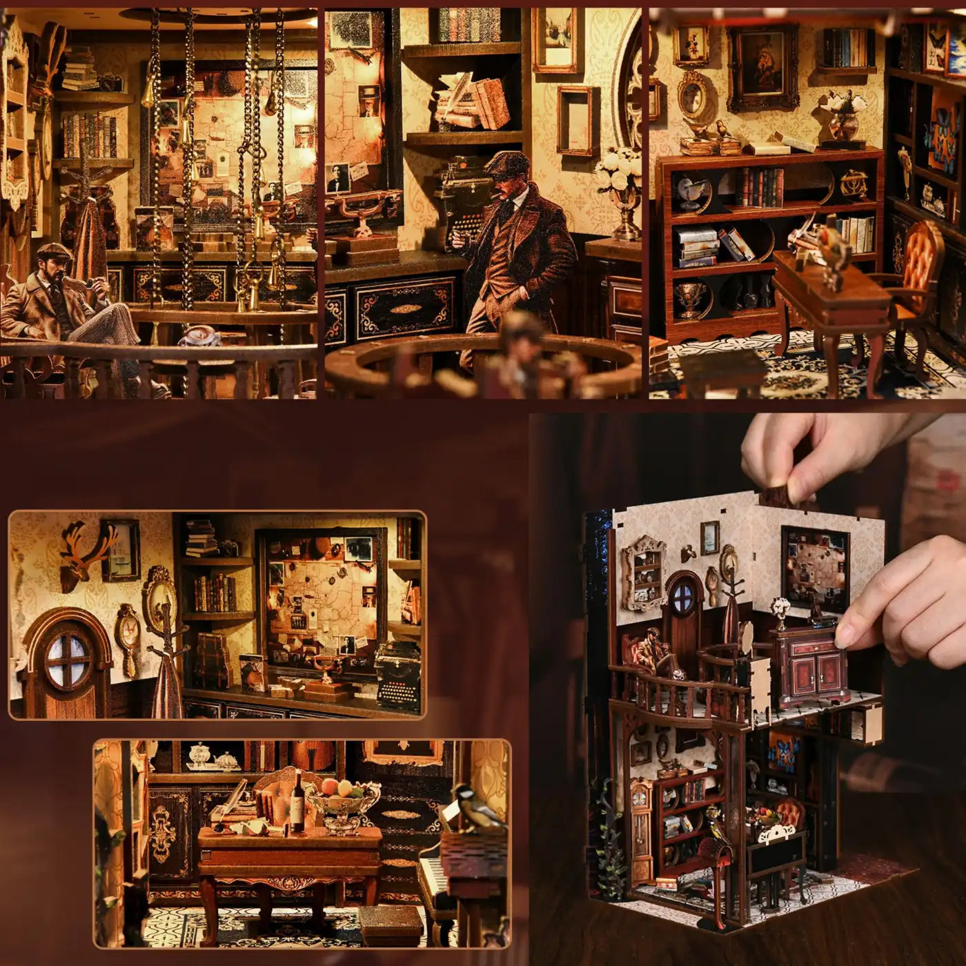 Dark Box Mystery Case – DIY Book Nook Kit with LED Touch Lamp (3D wooden puzzle)