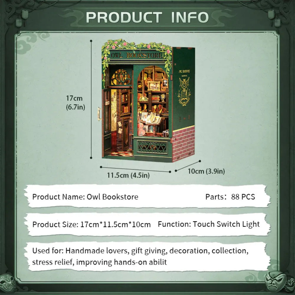 DIY Owl Bookstore Book Nook Kit