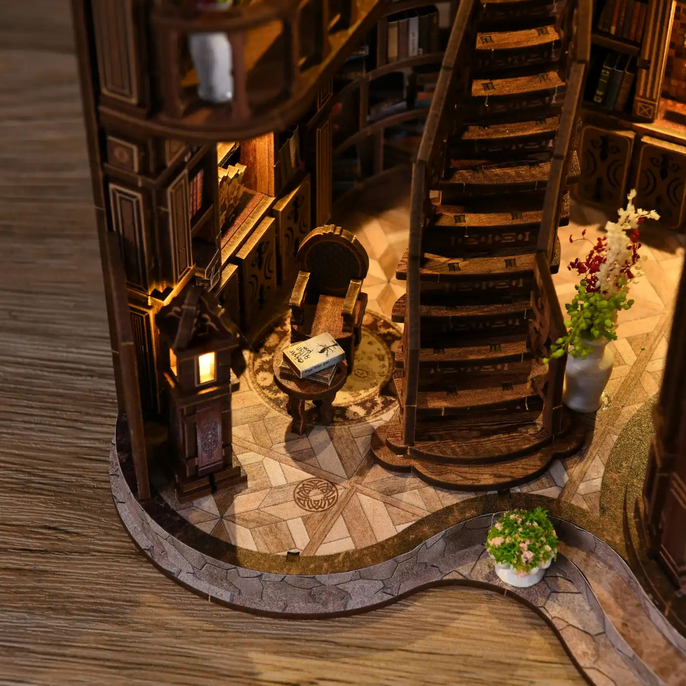 Dreamy Book Hall – DIY Book Nook Kit with LED Touch Lamp (3D wooden puzzle)