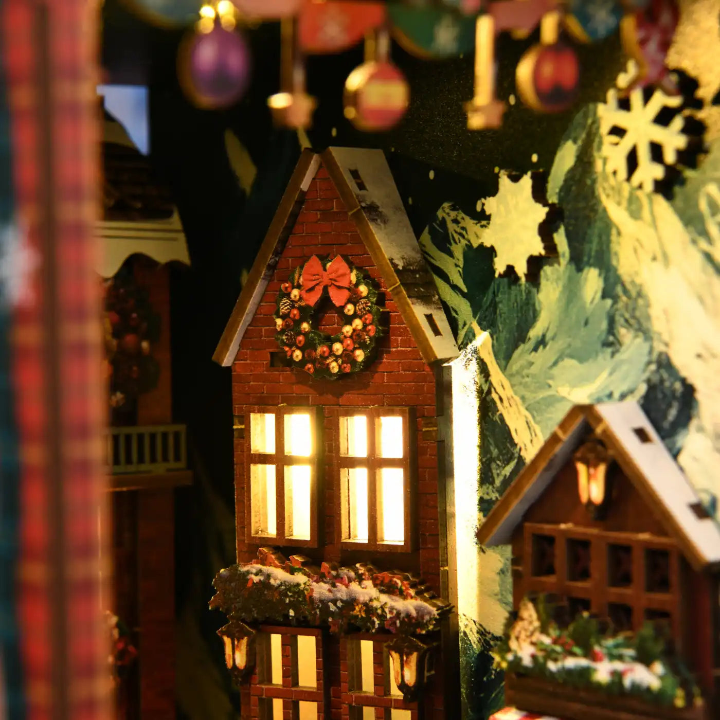 Christmas Street Corner – DIY Book Nook Kit with LED Touch Lamp (3D wooden puzzle)