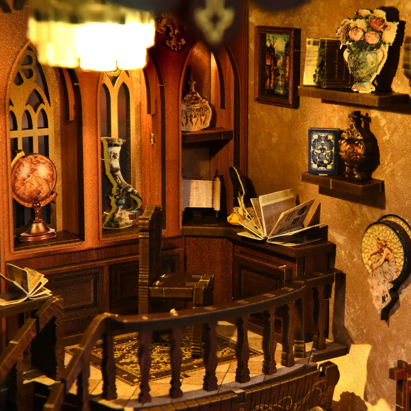 Ancient Rhyme Library – DIY Book Nook Kit with LED Touch Lamp (3D wooden puzzle)