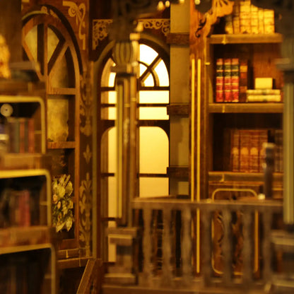 Antique Book Collection Room – DIY Book Nook Kit with LED Touch Lamp (3D wooden puzzle)