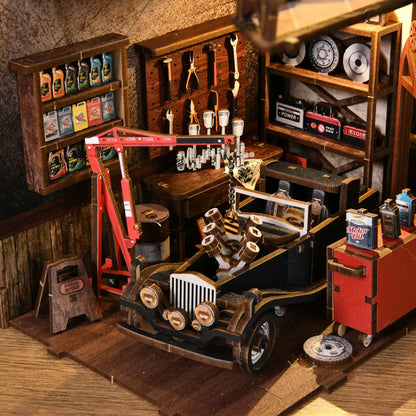 Craftsmanship Repair Shop – DIY Book Nook Kit with LED Touch Lamp (3D wooden puzzle)