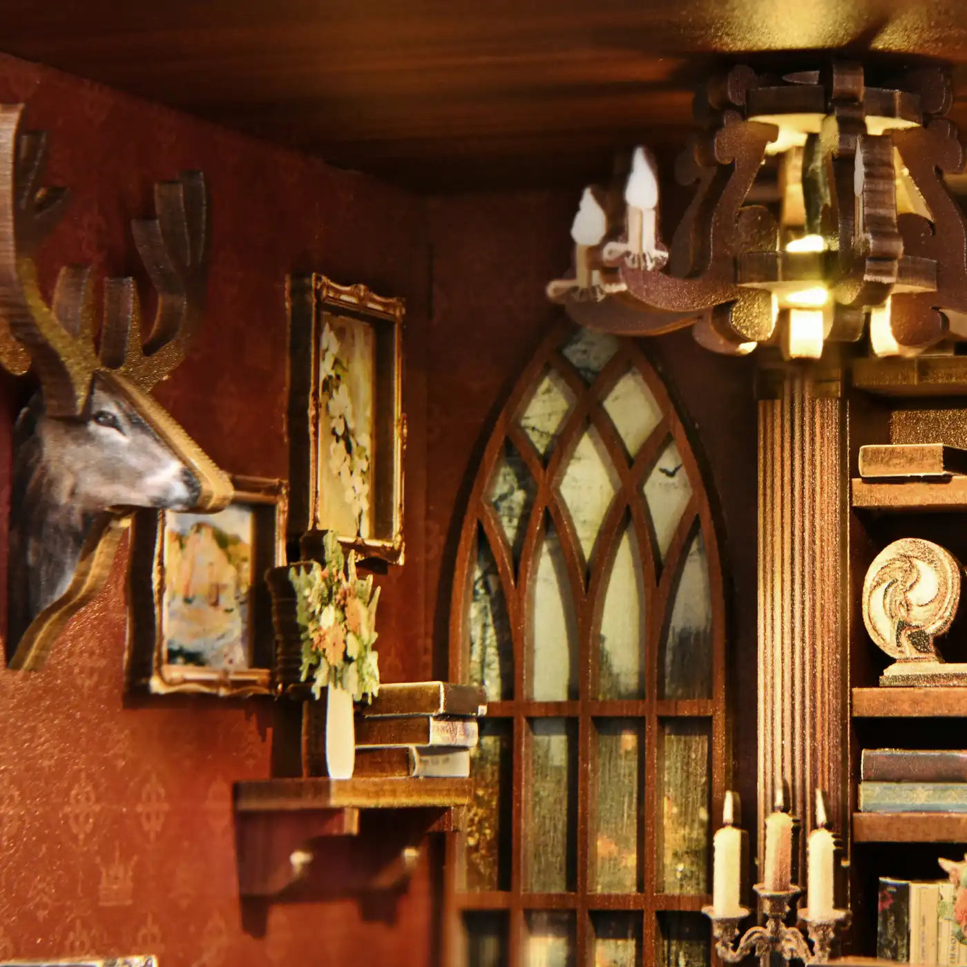 Twilight Library – DIY Book Nook Kit with LED Touch Lamp (3D wooden puzzle)