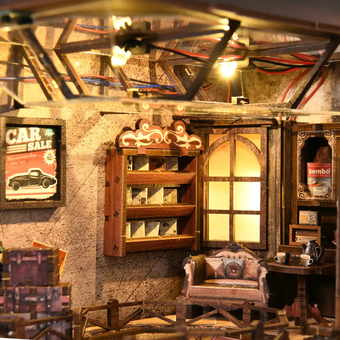 Craftsmanship Repair Shop – DIY Book Nook Kit with LED Touch Lamp (3D wooden puzzle)