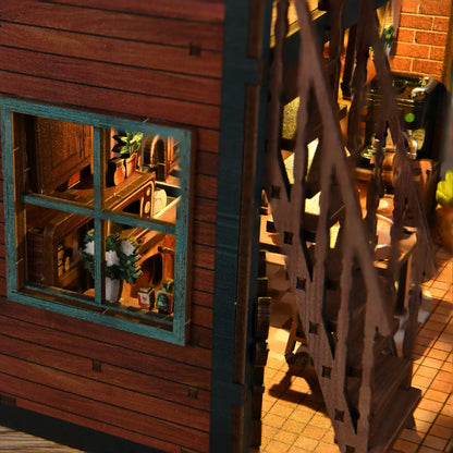 Bear Restaurant – DIY Mini House Kit with LED Touch Light(3D wooden puzzle)