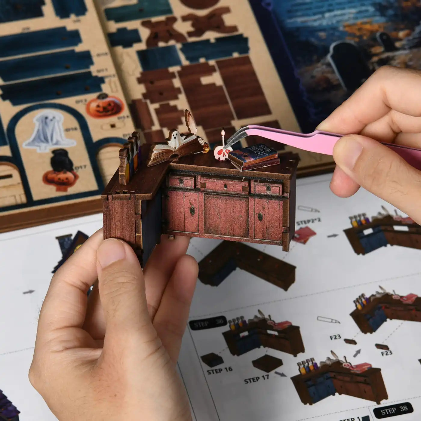 Magical Halloween Night – DIY Book Nook Kit with LED Touch Lamp (3D wooden puzzle)