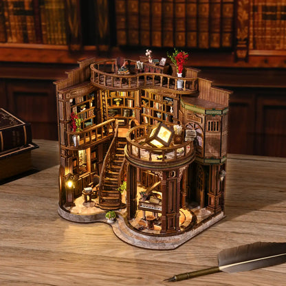 Dreamy Book Hall – DIY Book Nook Kit with LED Touch Lamp (3D wooden puzzle)