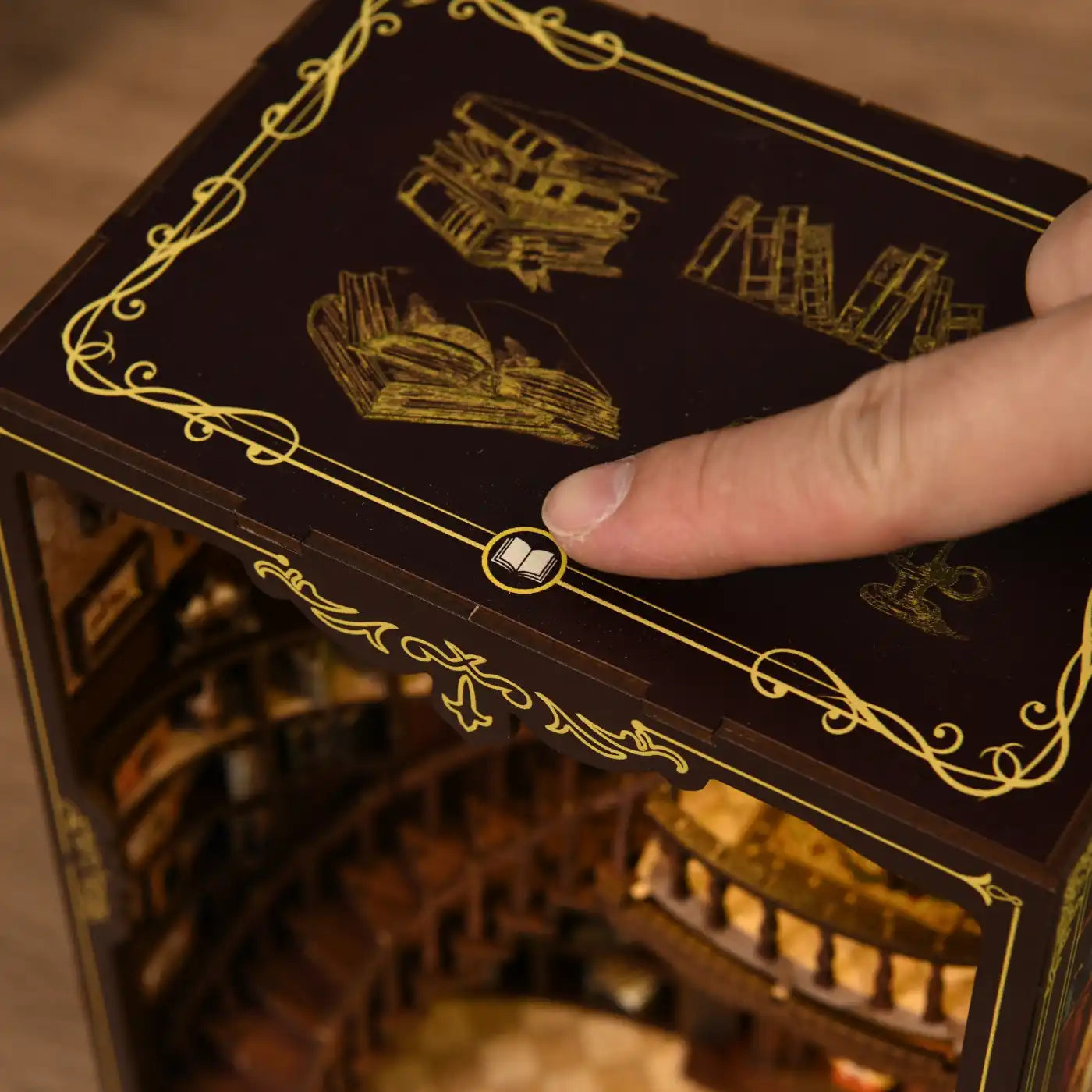 Ancient Rhyme Library – DIY Book Nook Kit with LED Touch Lamp (3D wooden puzzle)