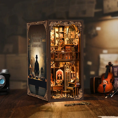 Dark Box Mystery Case – DIY Book Nook Kit with LED Touch Lamp (3D wooden puzzle)