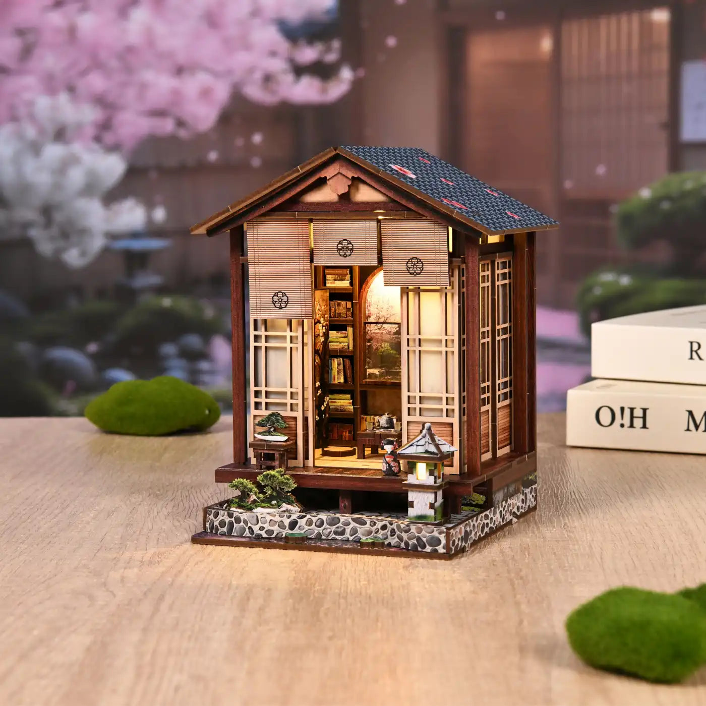 Japanese Garden House – DIY Book Nook Kit with LED Touch Lamp (3D wooden puzzle)