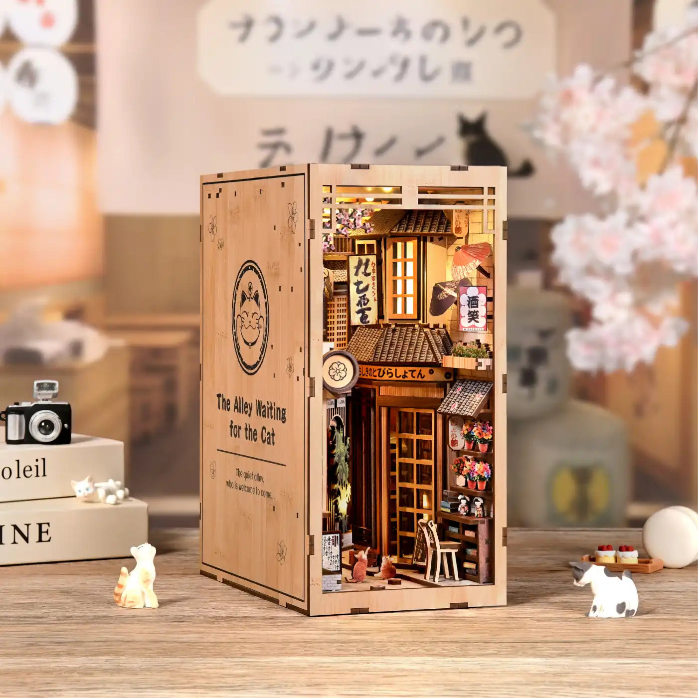The Alley Waiting for the Cat – DIY Book Nook Kit with LED Touch Lamp (3D wooden puzzle)