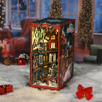 Christmas Street Corner – DIY Book Nook Kit with LED Touch Lamp (3D wooden puzzle)