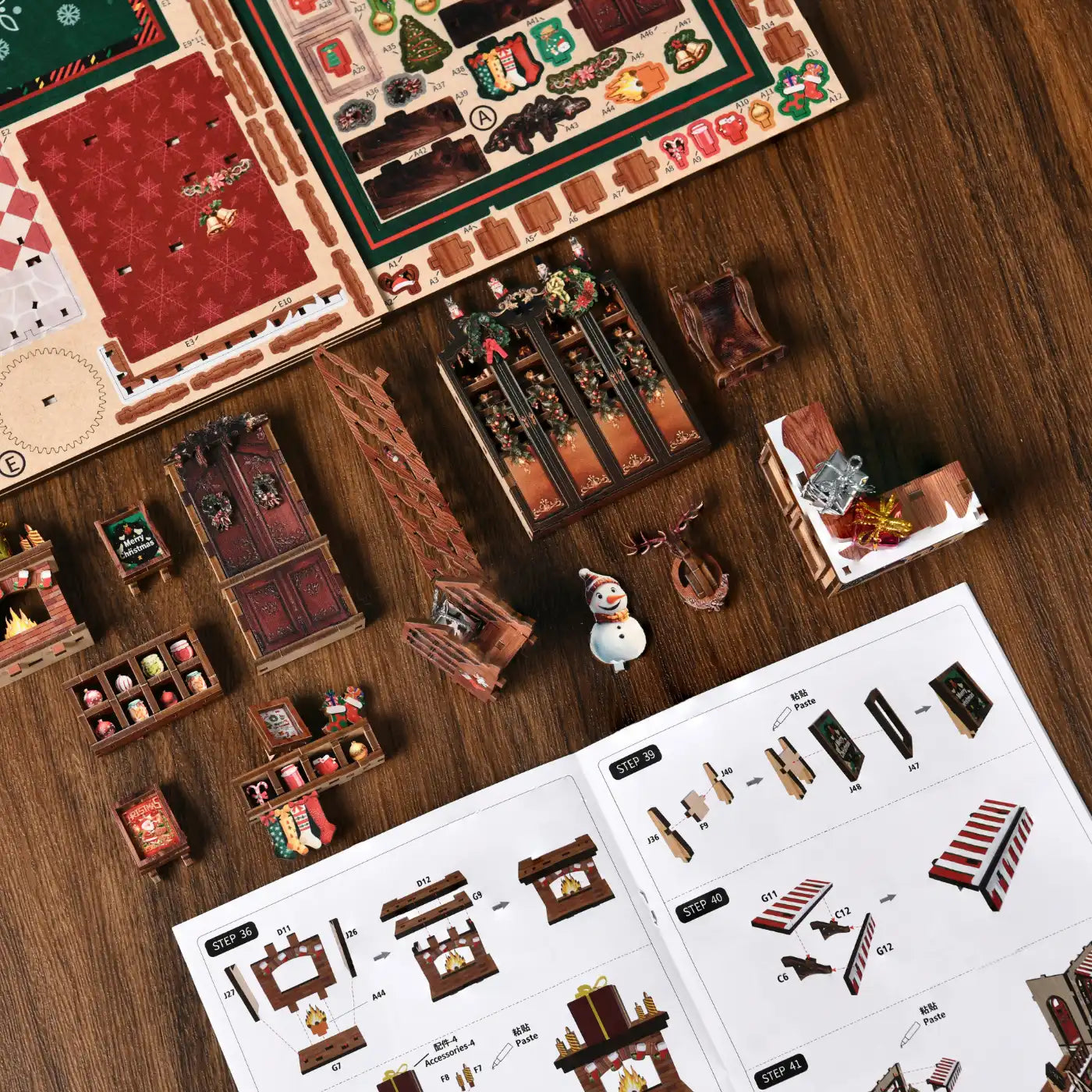 Christmas Shop – DIY Book Nook Kit with LED Touch Lamp and Music Box (3D Wooden Puzzle)