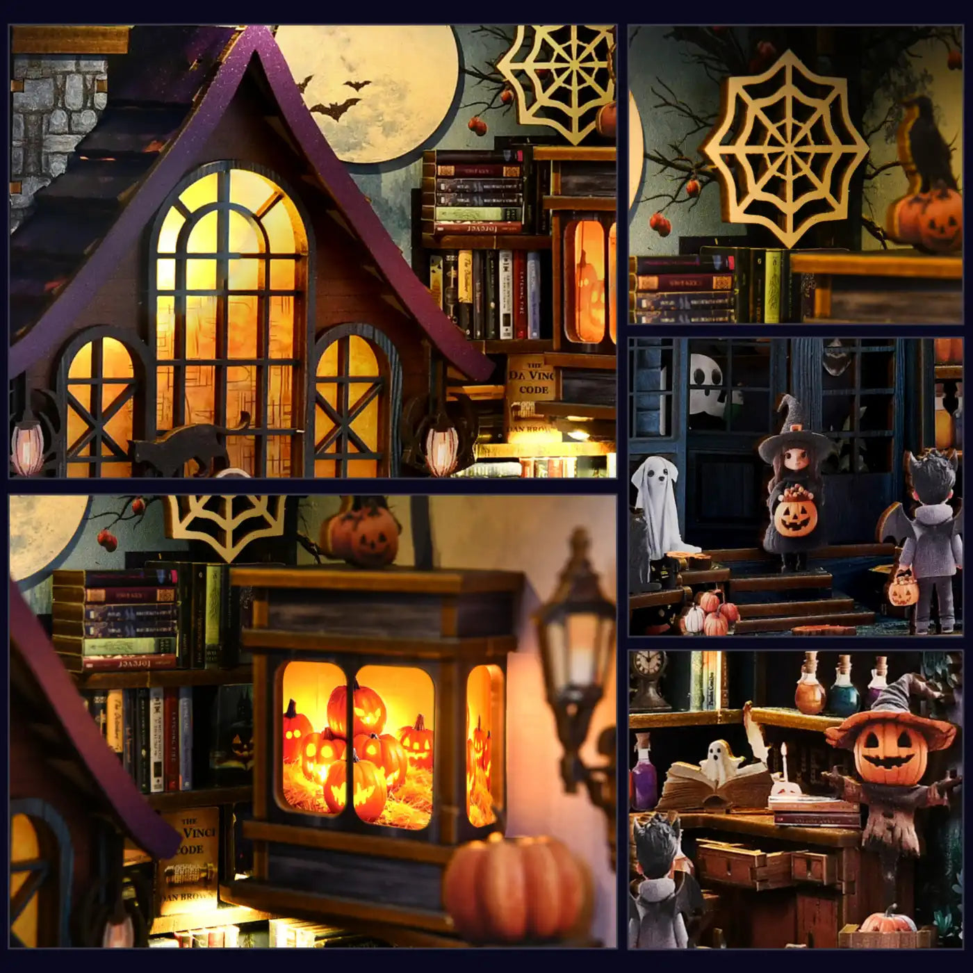 Magical Halloween Night – DIY Book Nook Kit with LED Touch Lamp (3D wooden puzzle)