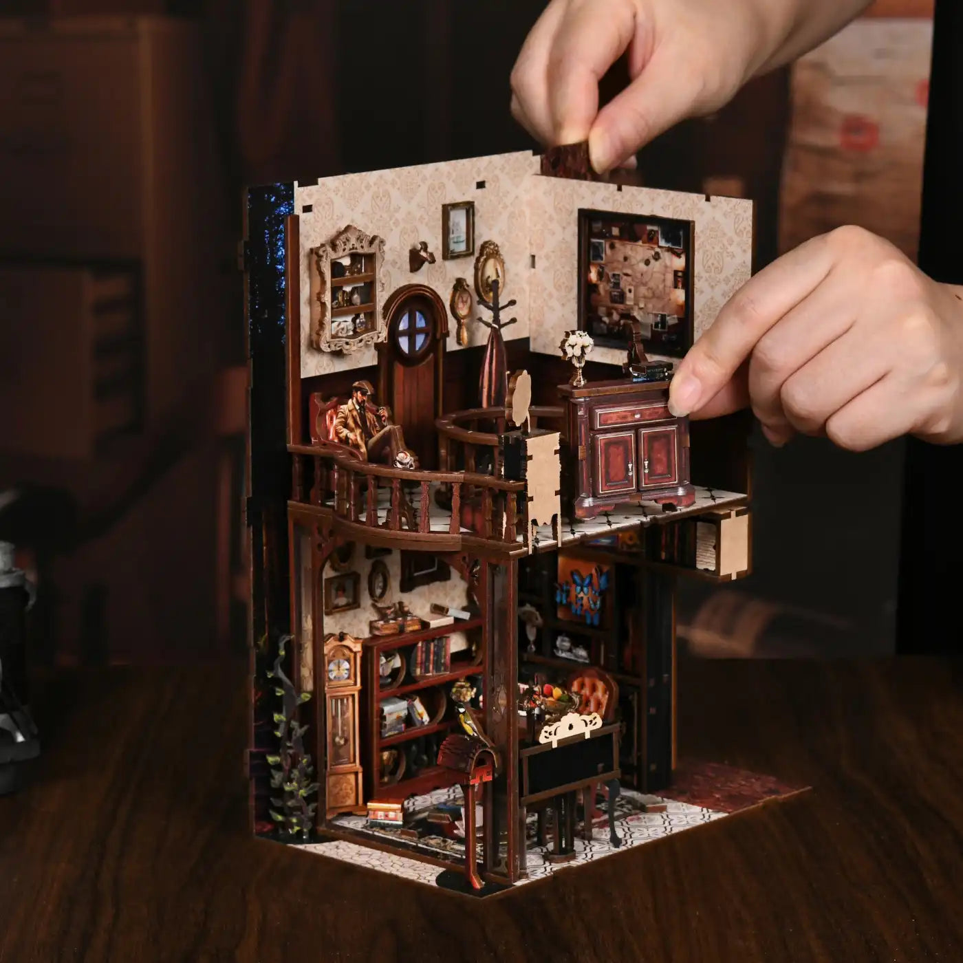 Dark Box Mystery Case – DIY Book Nook Kit with LED Touch Lamp (3D wooden puzzle)