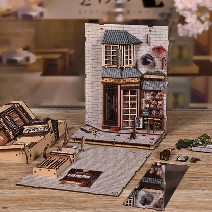 The Alley Waiting for the Cat – DIY Book Nook Kit with LED Touch Lamp (3D wooden puzzle)