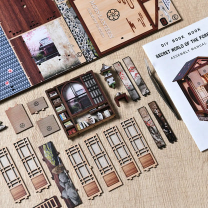 Japanese Garden House – DIY Book Nook Kit with LED Touch Lamp (3D wooden puzzle)