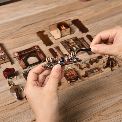 Twilight Library – DIY Book Nook Kit with LED Touch Lamp (3D wooden puzzle)