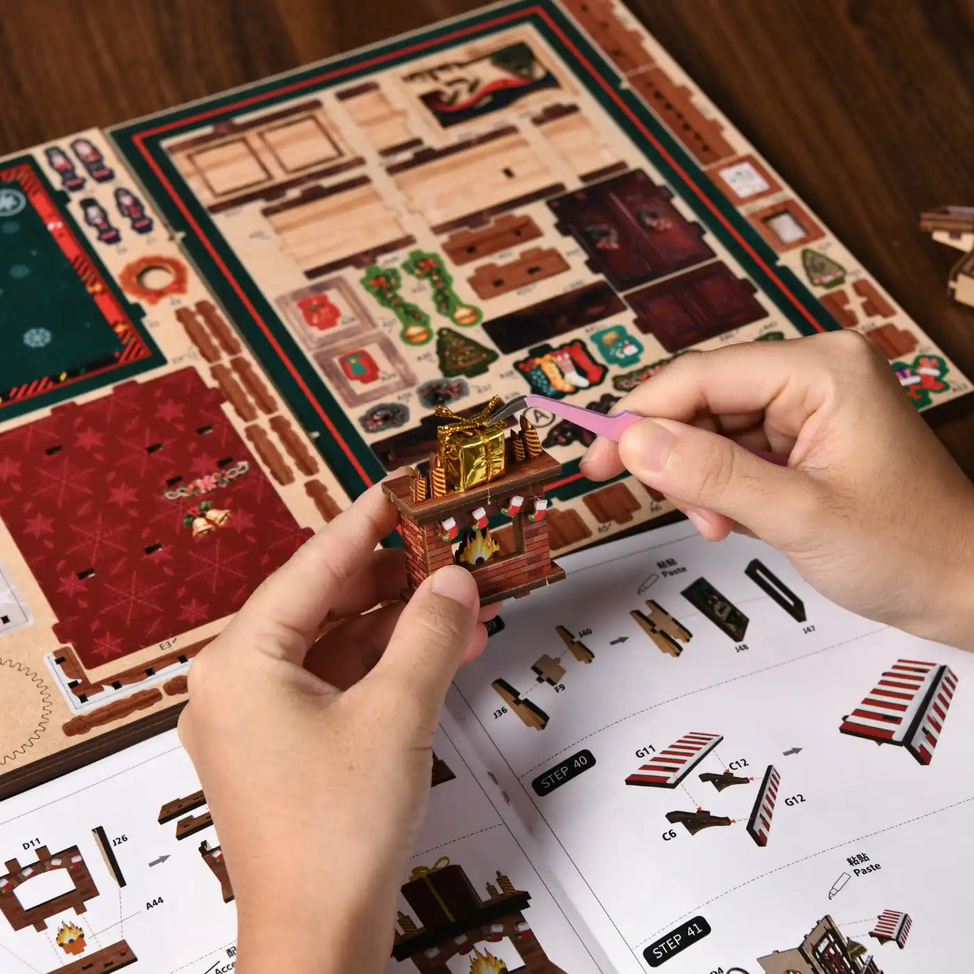 Christmas Shop – DIY Book Nook Kit with LED Touch Lamp and Music Box (3D Wooden Puzzle)