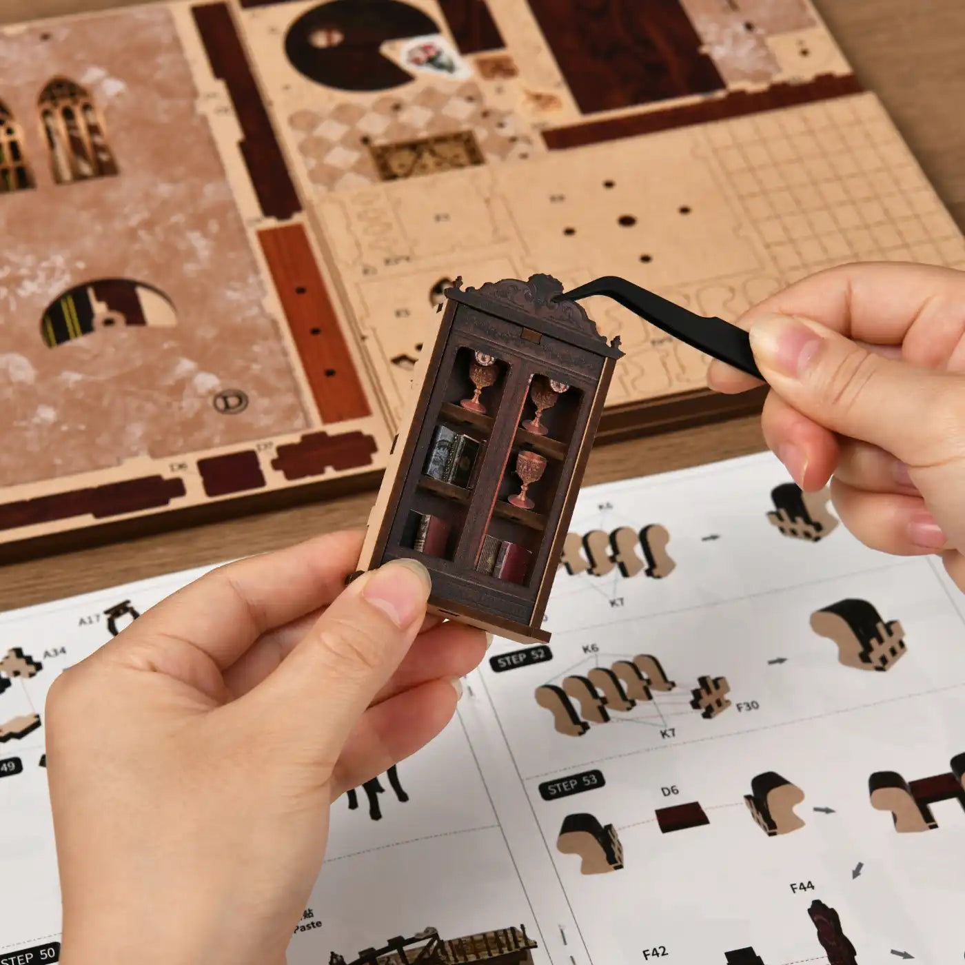 Ancient Rhyme Library – DIY Book Nook Kit with LED Touch Lamp (3D wooden puzzle)