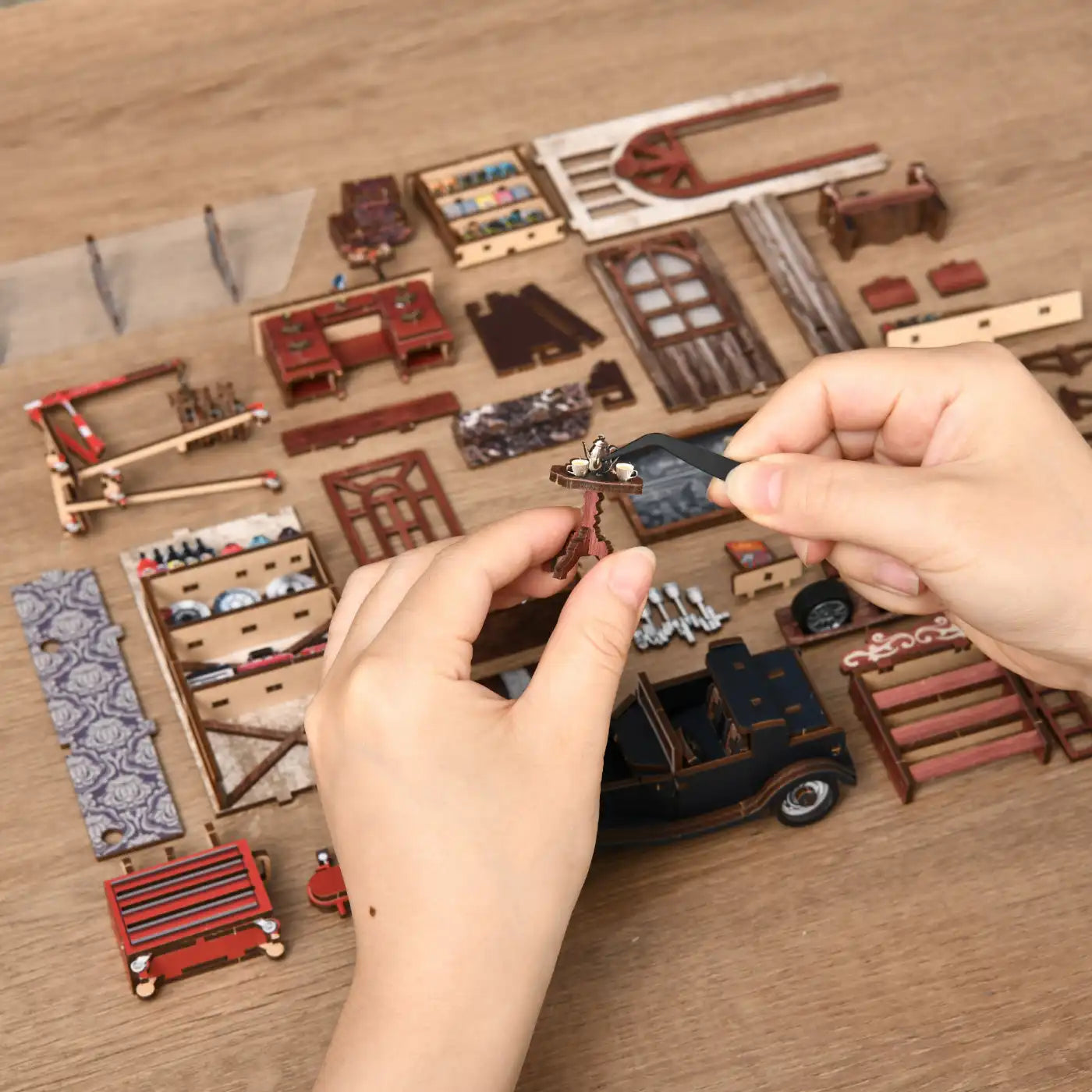 Craftsmanship Repair Shop – DIY Book Nook Kit with LED Touch Lamp (3D wooden puzzle)