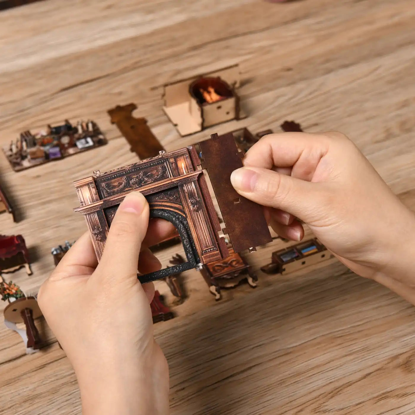 Twilight Library – DIY Book Nook Kit with LED Touch Lamp (3D wooden puzzle)