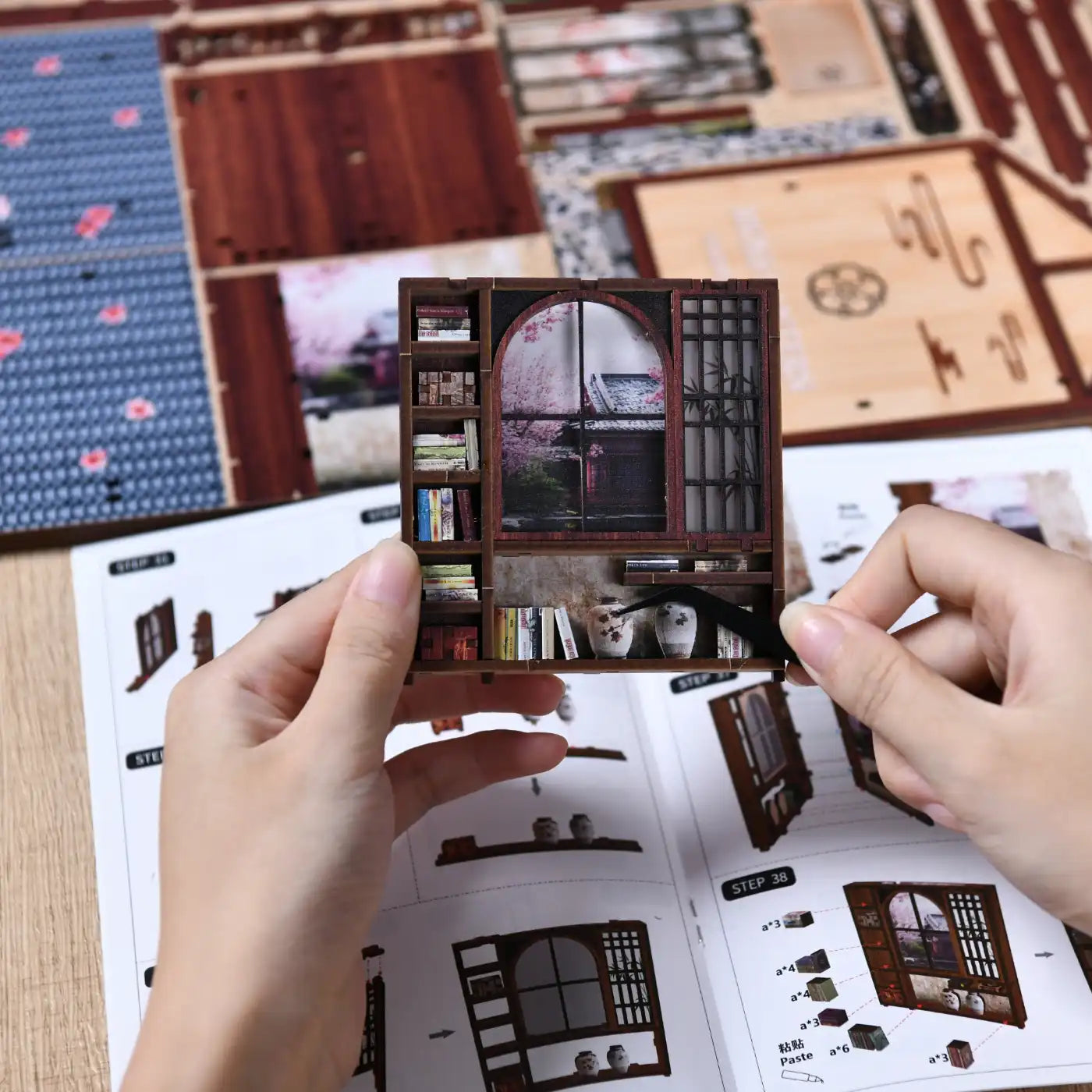 Japanese Garden House – DIY Book Nook Kit with LED Touch Lamp (3D wooden puzzle)