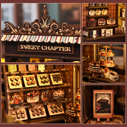 Sweet Chapter Dessert Shop – DIY Book Nook Kit with LED Touch Lamp (3D wooden puzzle)