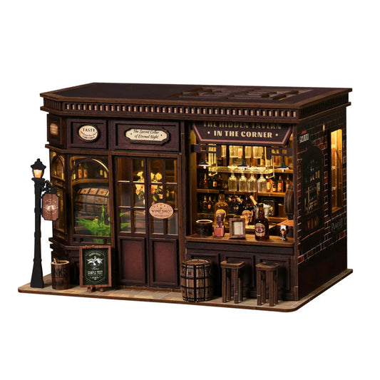 Corner Tavern – DIY Mini House with LED Touch Light(3D wooden puzzle)