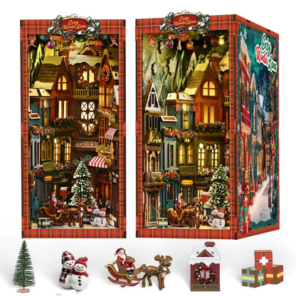 Christmas Street Corner – DIY Book Nook Kit with LED Touch Lamp (3D wooden puzzle)