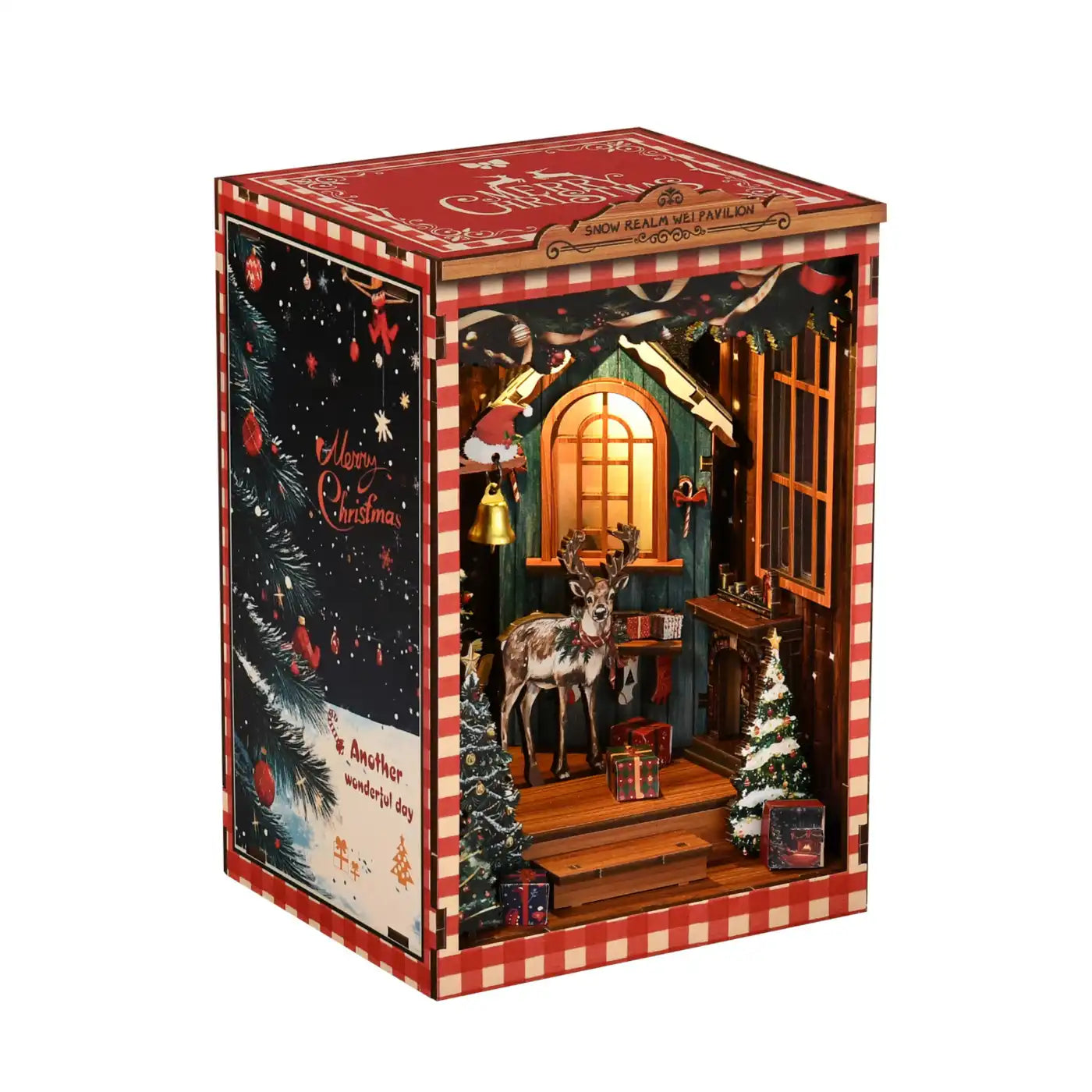 Snow Realm Pavilion – DIY Book Nook Kit with LED Touch Lamp (3D wooden puzzle)