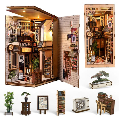 The Alley Waiting for the Cat – DIY Book Nook Kit with LED Touch Lamp (3D wooden puzzle)
