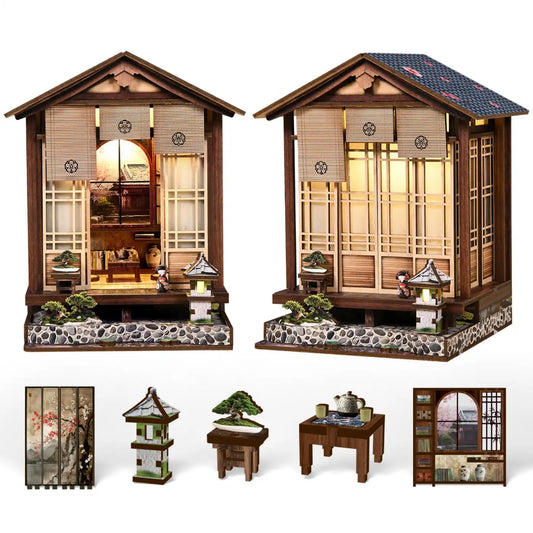 Japanese Garden House – DIY Book Nook Kit with LED Touch Lamp (3D wooden puzzle)