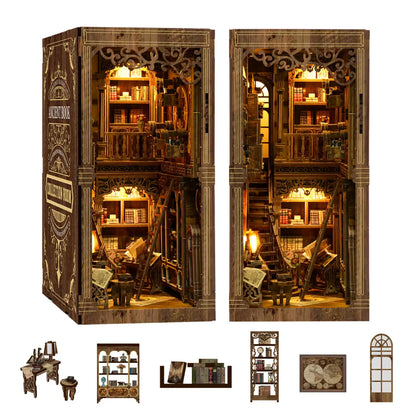 Antique Book Collection Room – DIY Book Nook Kit with LED Touch Lamp (3D wooden puzzle)