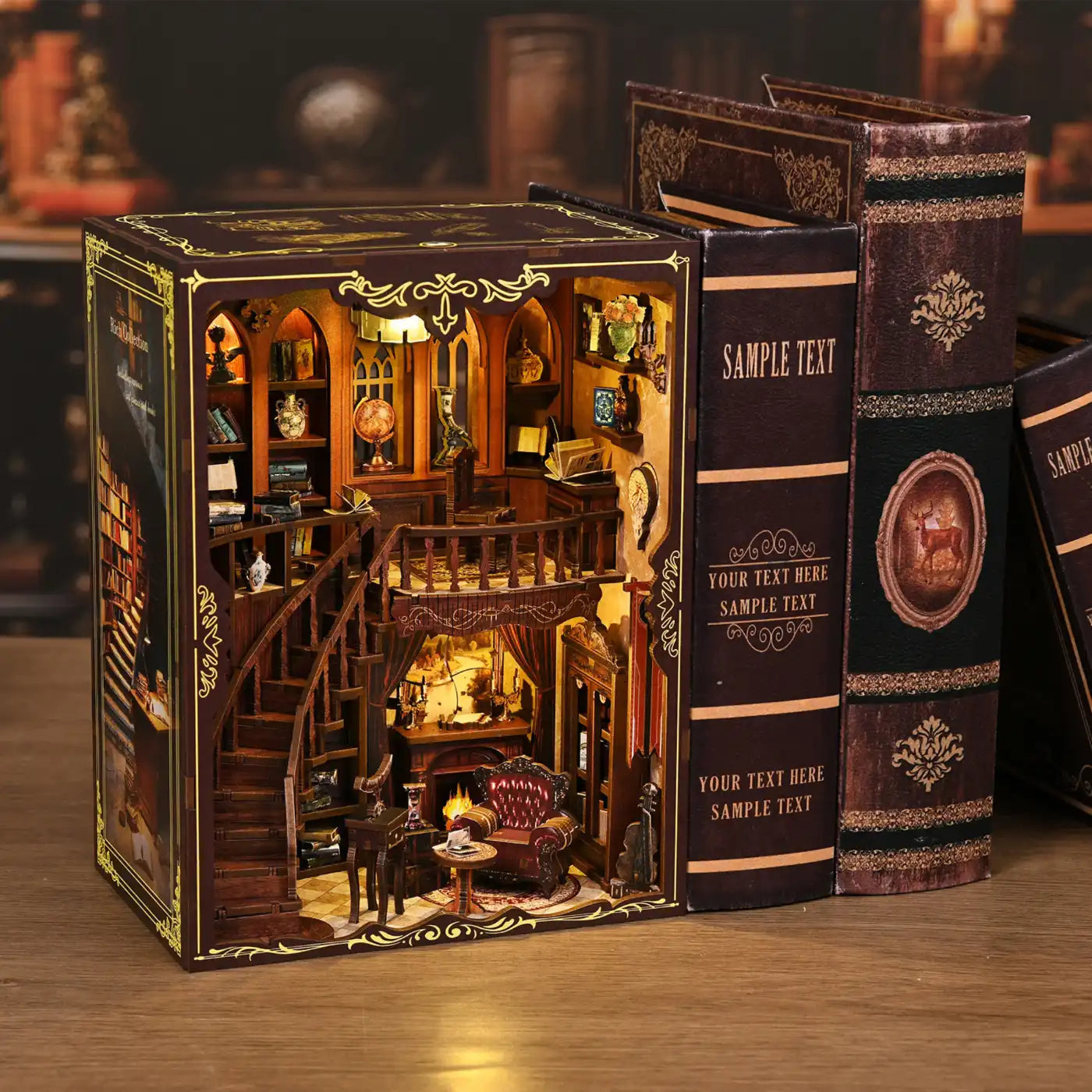 Ancient Rhyme Library – DIY Book Nook Kit with LED Touch Lamp (3D wooden puzzle)