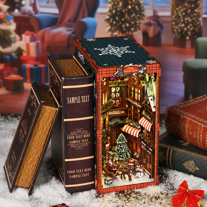 Christmas Street Corner – DIY Book Nook Kit with LED Touch Lamp (3D wooden puzzle)