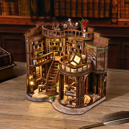 Dreamy Book Hall – DIY Book Nook Kit with LED Touch Lamp (3D wooden puzzle)