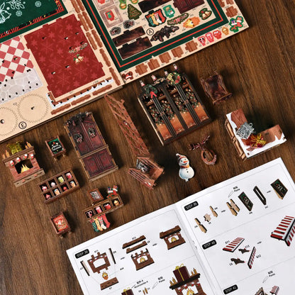 Christmas Shop – DIY Book Nook Kit with LED Touch Lamp and Music Box (3D Wooden Puzzle)