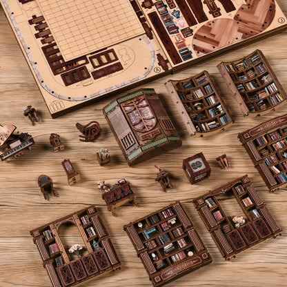 Dreamy Book Hall – DIY Book Nook Kit with LED Touch Lamp (3D wooden puzzle)