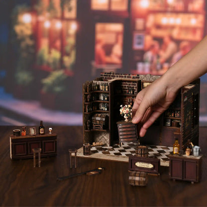 Corner Tavern – DIY Mini House with LED Touch Light(3D wooden puzzle)