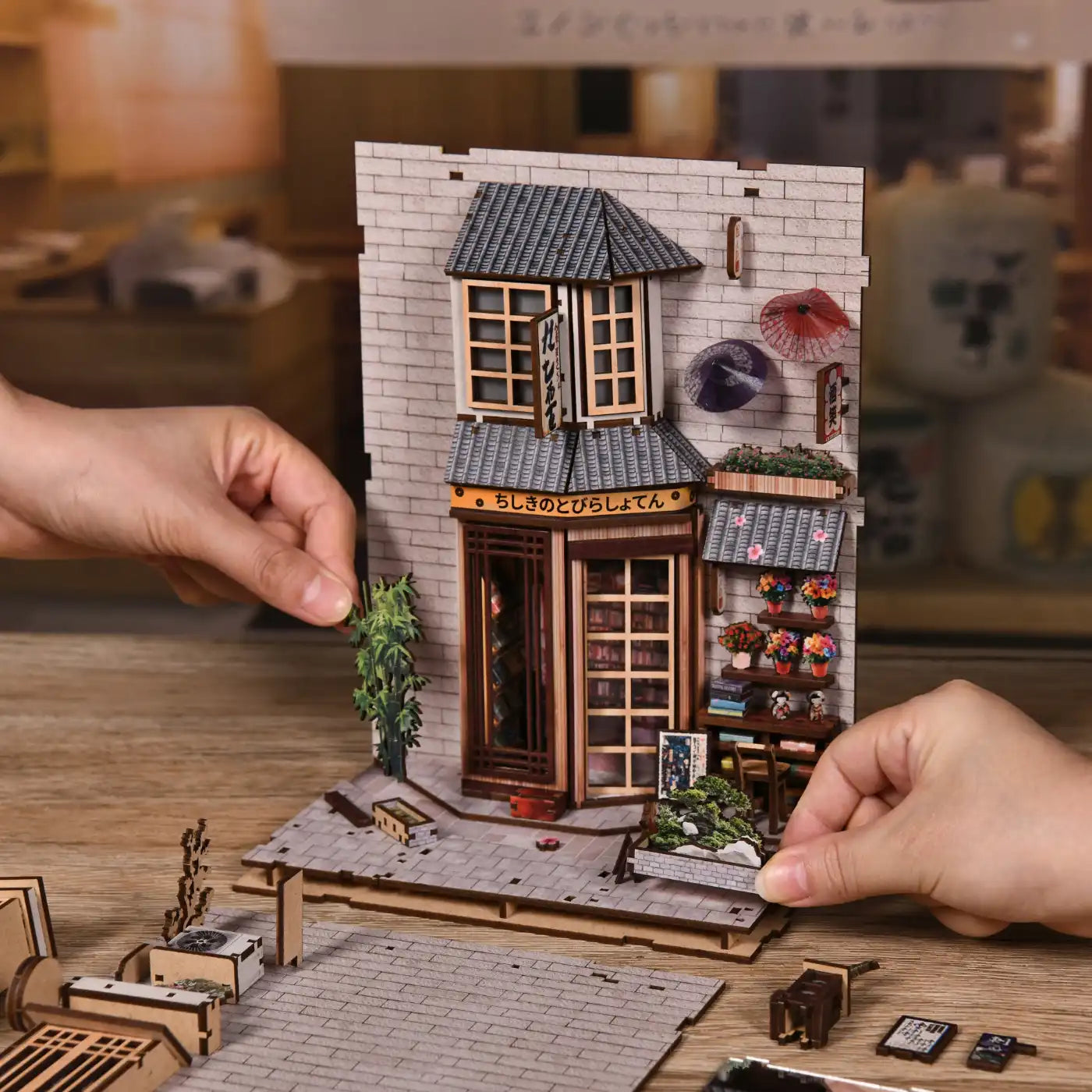 The Alley Waiting for the Cat – DIY Book Nook Kit with LED Touch Lamp (3D wooden puzzle)