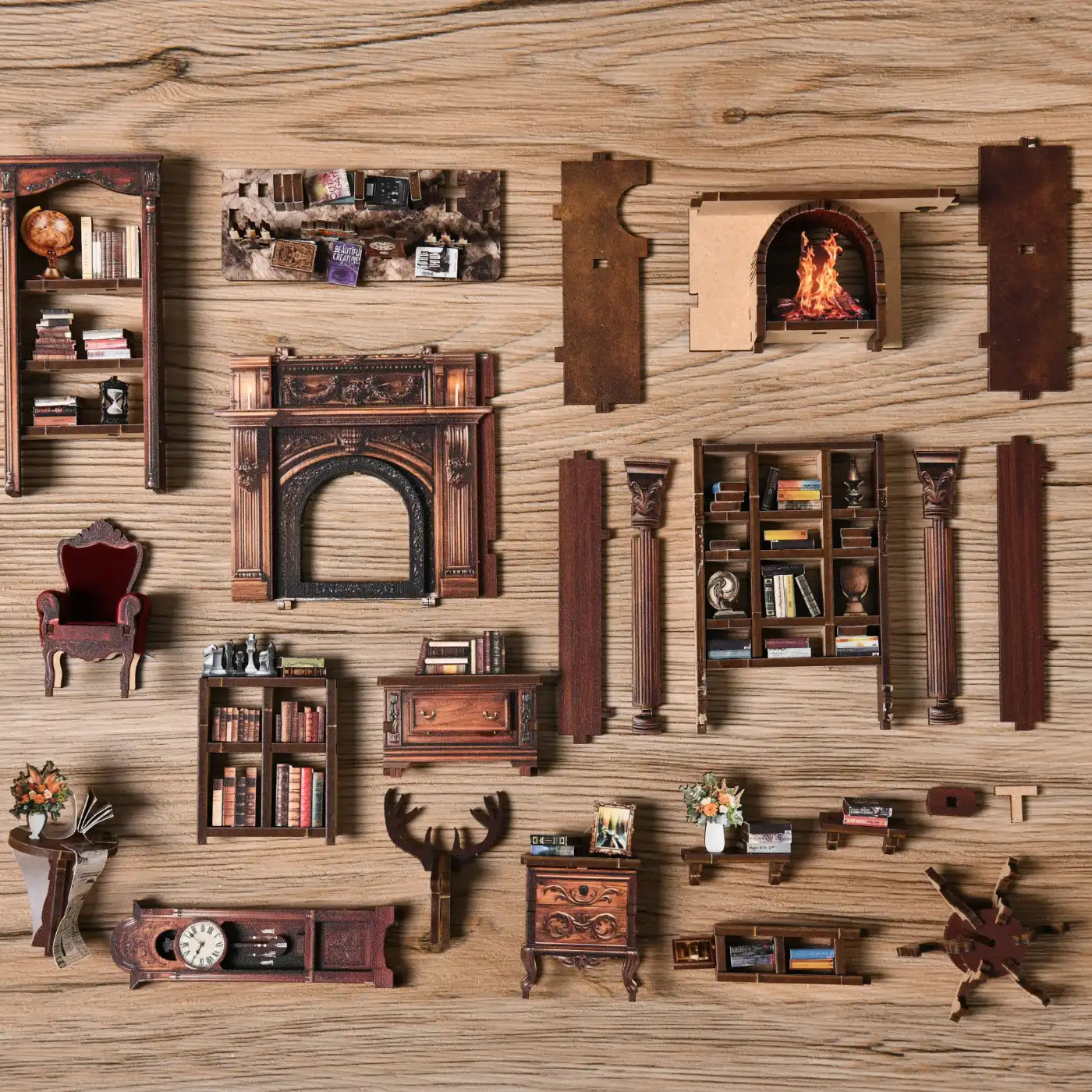 Twilight Library – DIY Book Nook Kit with LED Touch Lamp (3D wooden puzzle)