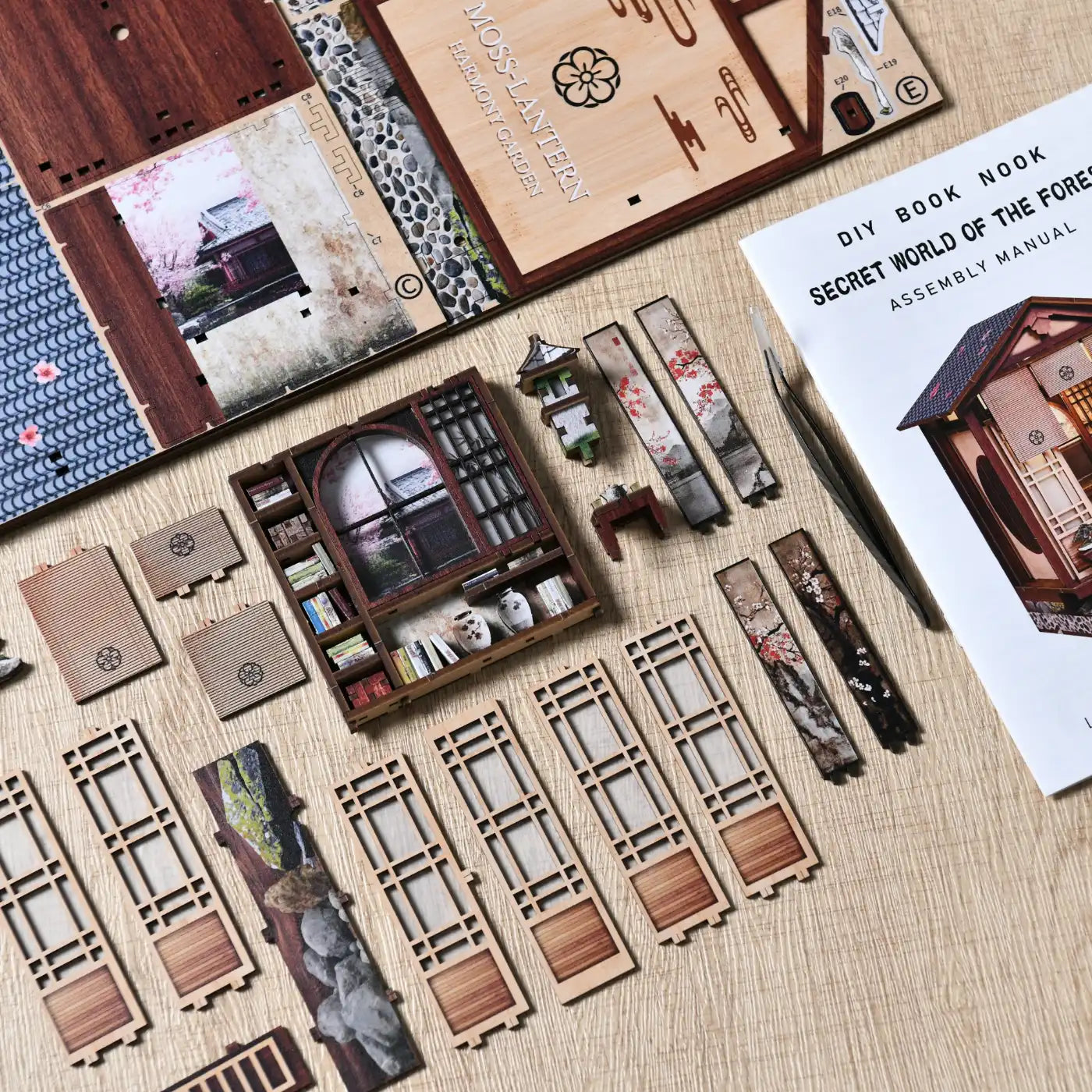 Japanese Garden House – DIY Book Nook Kit with LED Touch Lamp (3D wooden puzzle)