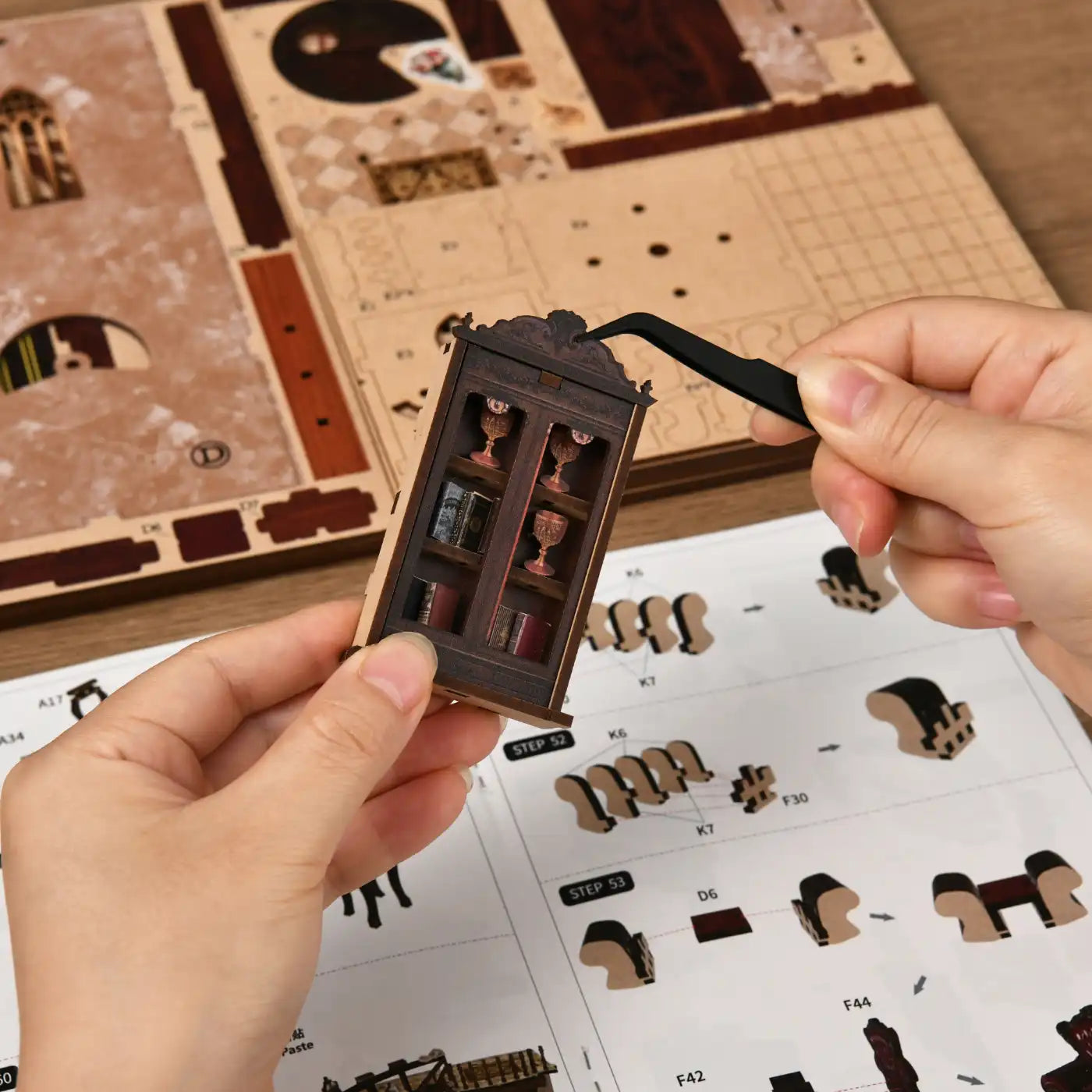 Ancient Rhyme Library – DIY Book Nook Kit with LED Touch Lamp (3D wooden puzzle)