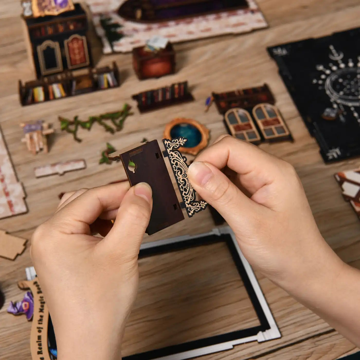 The Realm of the Magic Book – DIY Book Nook Kit (3D Wooden Puzzle)