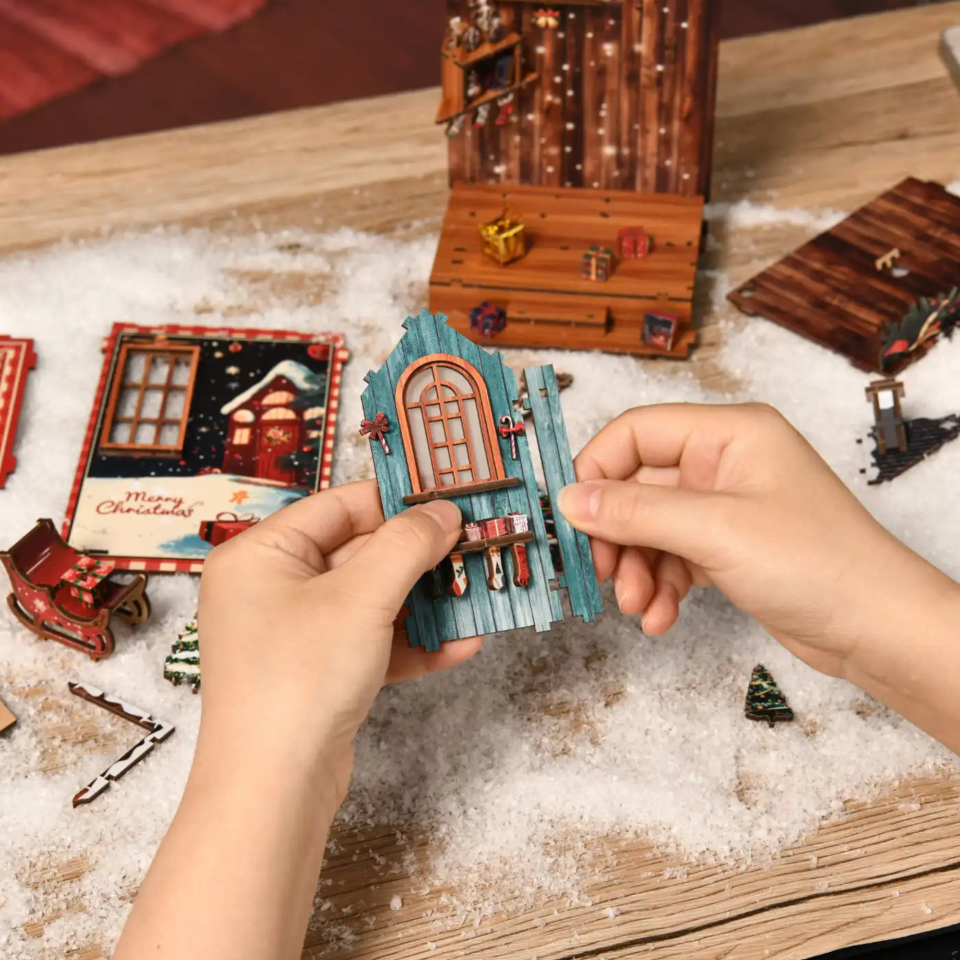 Snow Realm Pavilion – DIY Book Nook Kit with LED Touch Lamp (3D wooden puzzle)