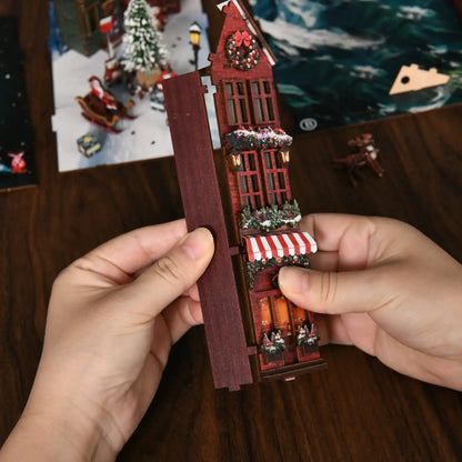 Christmas Street Corner – DIY Book Nook Kit with LED Touch Lamp (3D wooden puzzle)