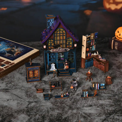 Magical Halloween Night – DIY Book Nook Kit with LED Touch Lamp (3D wooden puzzle)